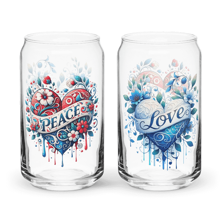 Peace & Love Can-Shaped Red, White & Blue Glass Set product image (1)