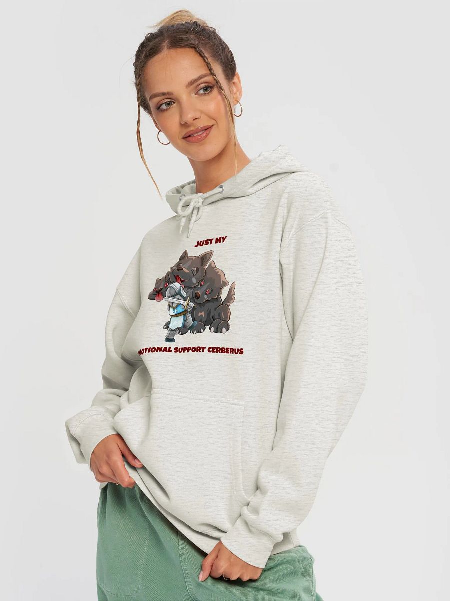 Emotional Support Cerberus & Knight medium-heavy fleece lined hoodie for gamers and pet lovers product image (8)