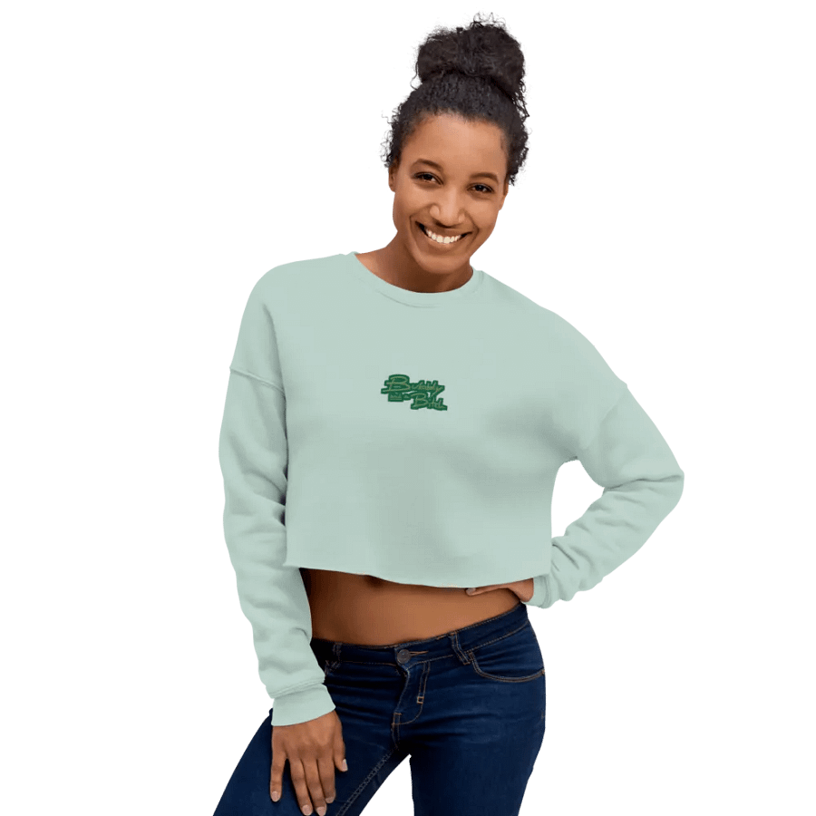 Bubbly and a B*tch (moss bubble design) embroidered fleece crop crew product image (6)
