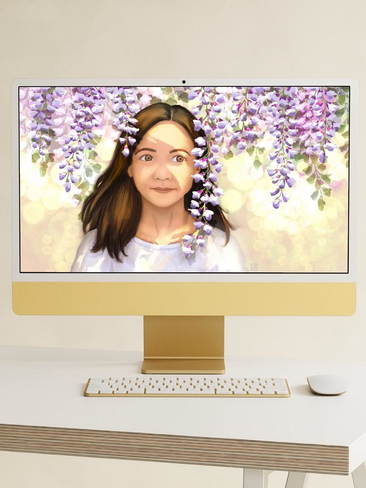 Girl Under the Wisteria Wallpaper and Animated Screensaver product image (1)