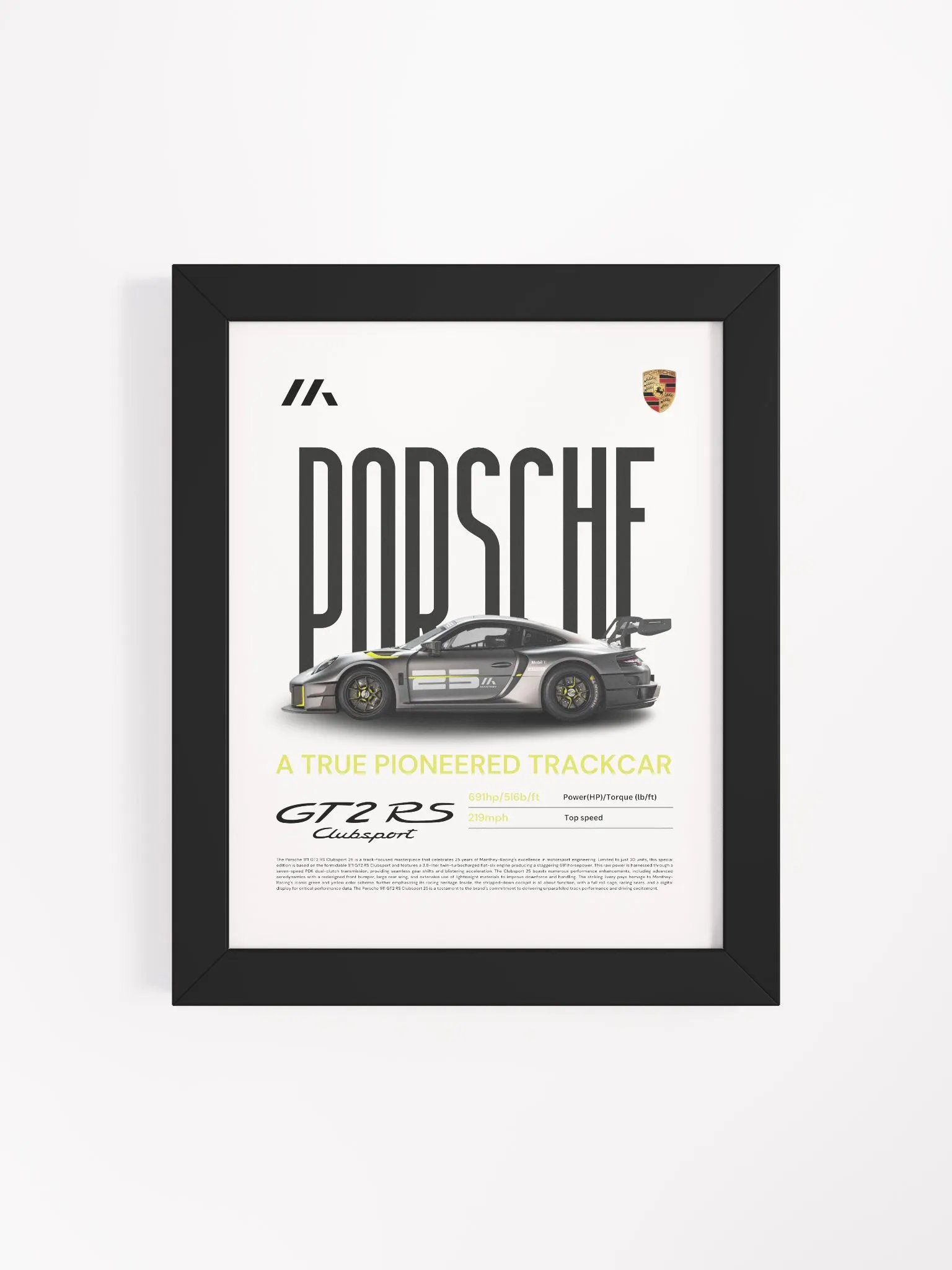 PORSCHE GT2RS CLUBSPORT FRAMED POSTER product image (4)
