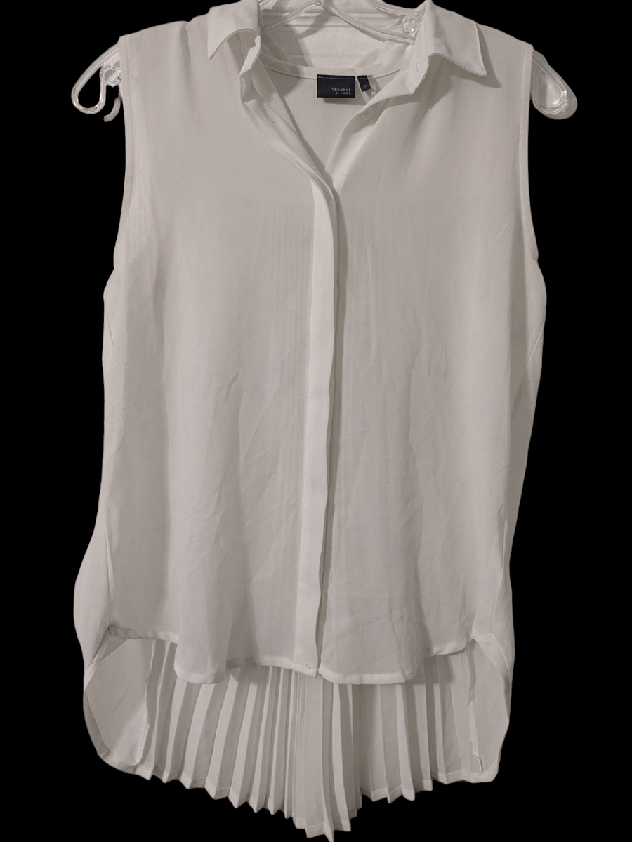 XS Pleated White Collar Top product image (1)
