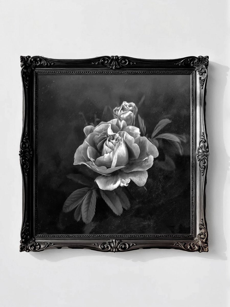 Victorian Rose, Vintage Black & White Square (Printable) product image (1)
