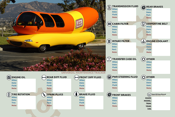 Universal Maintenance Tracker - Fillable PDF product image (1)