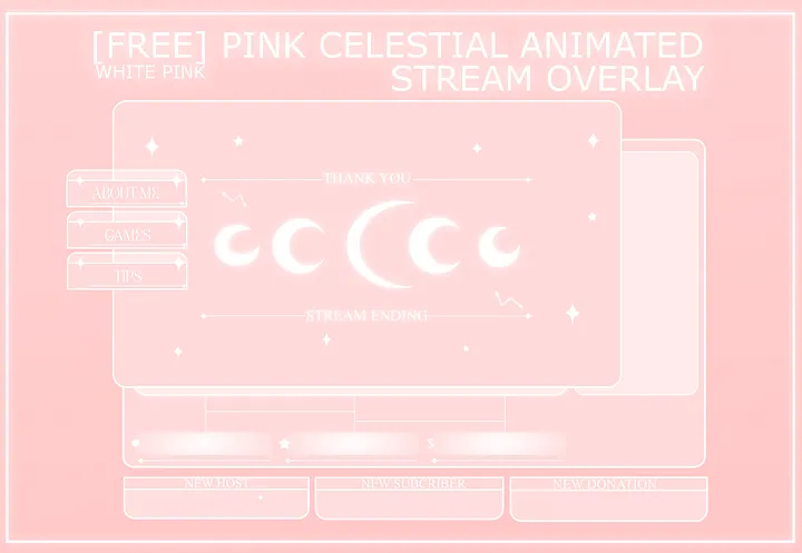 FREE PINK CELESTIAL ANIMATED STREAM OVERLAY, PINK STREAM OVERLAY, ANIMATED OVERLAY, CUTE PINK OVERLAY, SHINNY MOON OVERLAY product image (1)