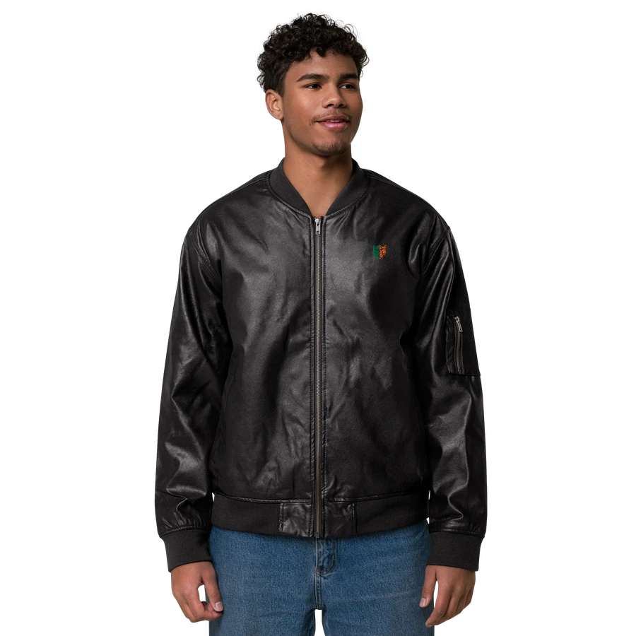 Threadfast Apparel Faux Leather Bomber Jacket (Embroidered) product image (2)