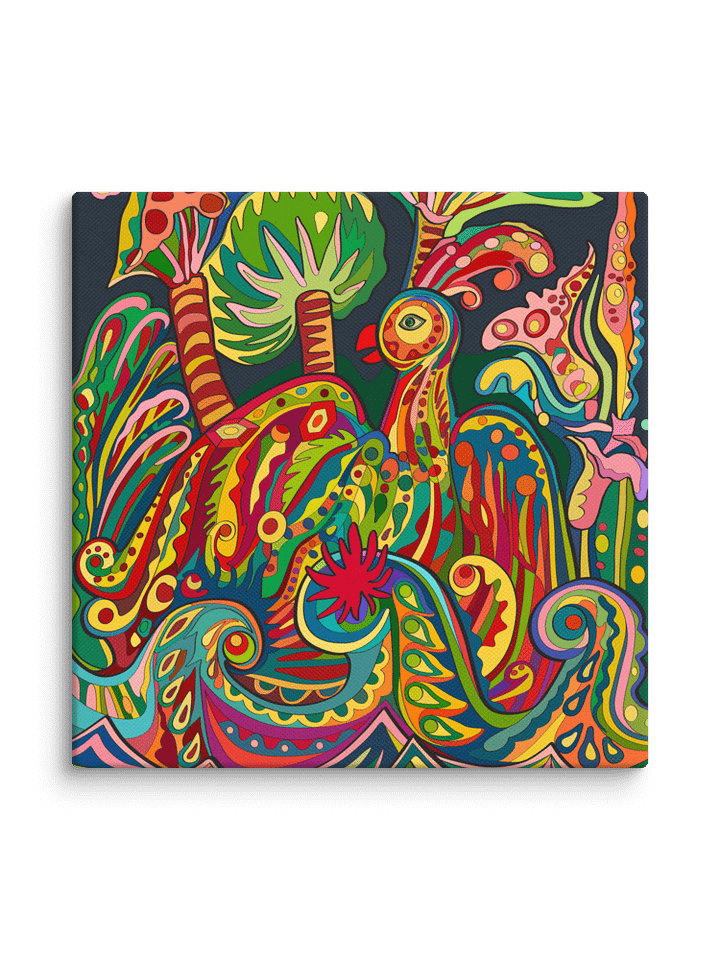 Psychedelic Canvas Art: Swirling Patterns and Vibrant Colors - Loro Park Bird product image (47)