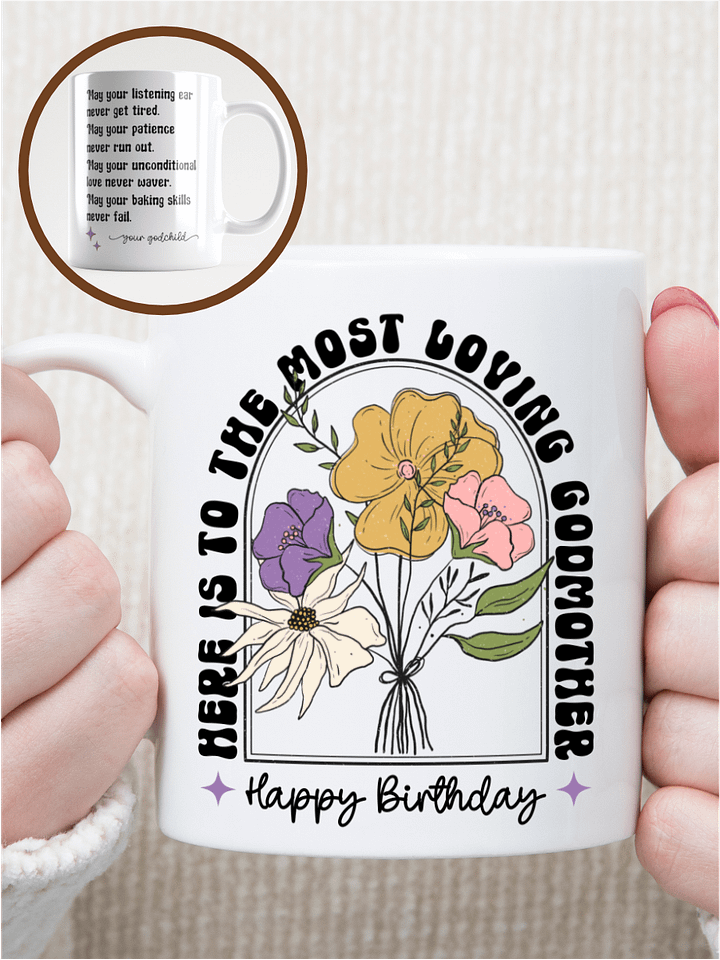 Godmother birthday gift from a godchild - Retro groovy floral bouquet coffee mug product image (1)