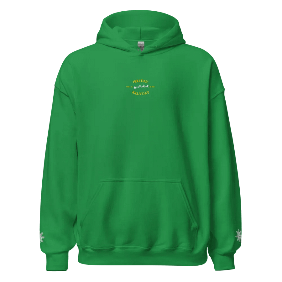 "Jolly Day Holiday" Embroidered Premium Unisex Hoodie - Front & Sleeve Design product image (1)