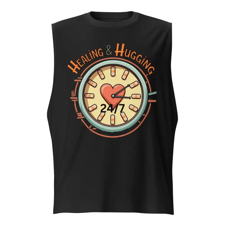 24/7 Healing & Hugging Heart Clock Muscle Tank product image (1)