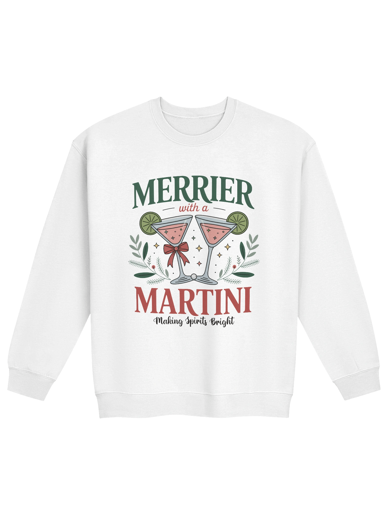 Merrier With A Martini | Funny Christmas Cocktail Sweatshirt product image (2)