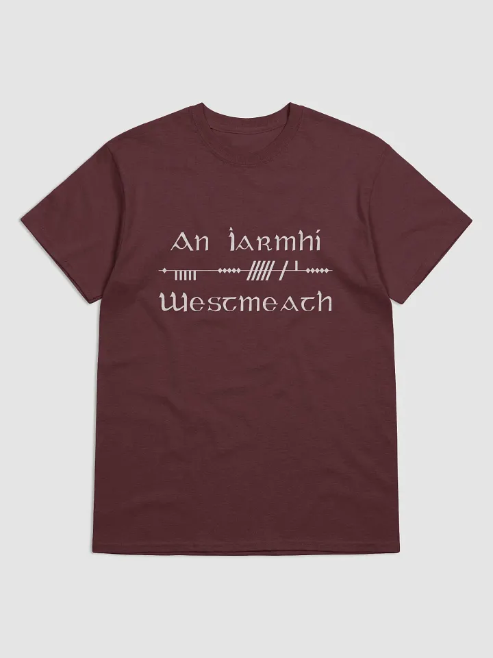 Westmeath/An Iarmhí Scholastic style Ogham maroon printed T-shirt product image (1)