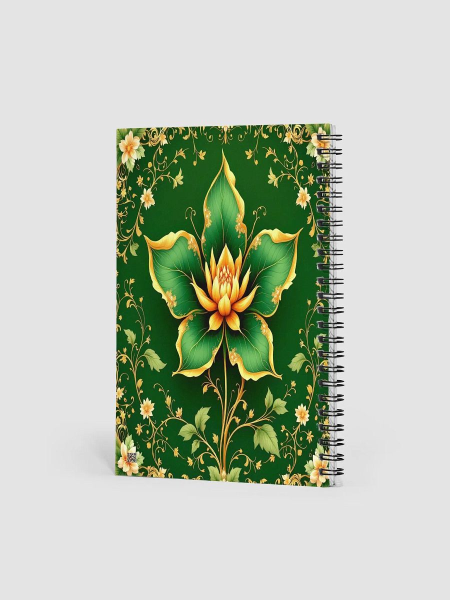 Emerald Jasmine Bloom Spiral Notebook – Elegant Green & Gold Floral Design product image (2)