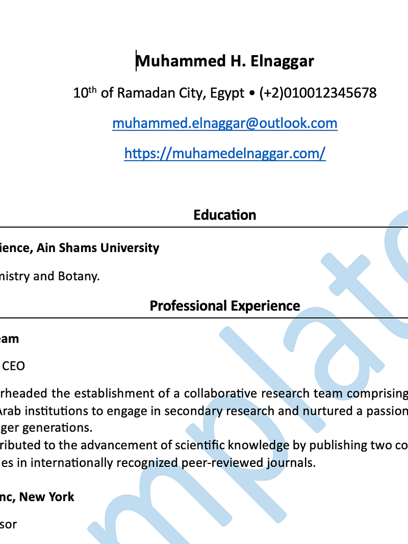 My CV template