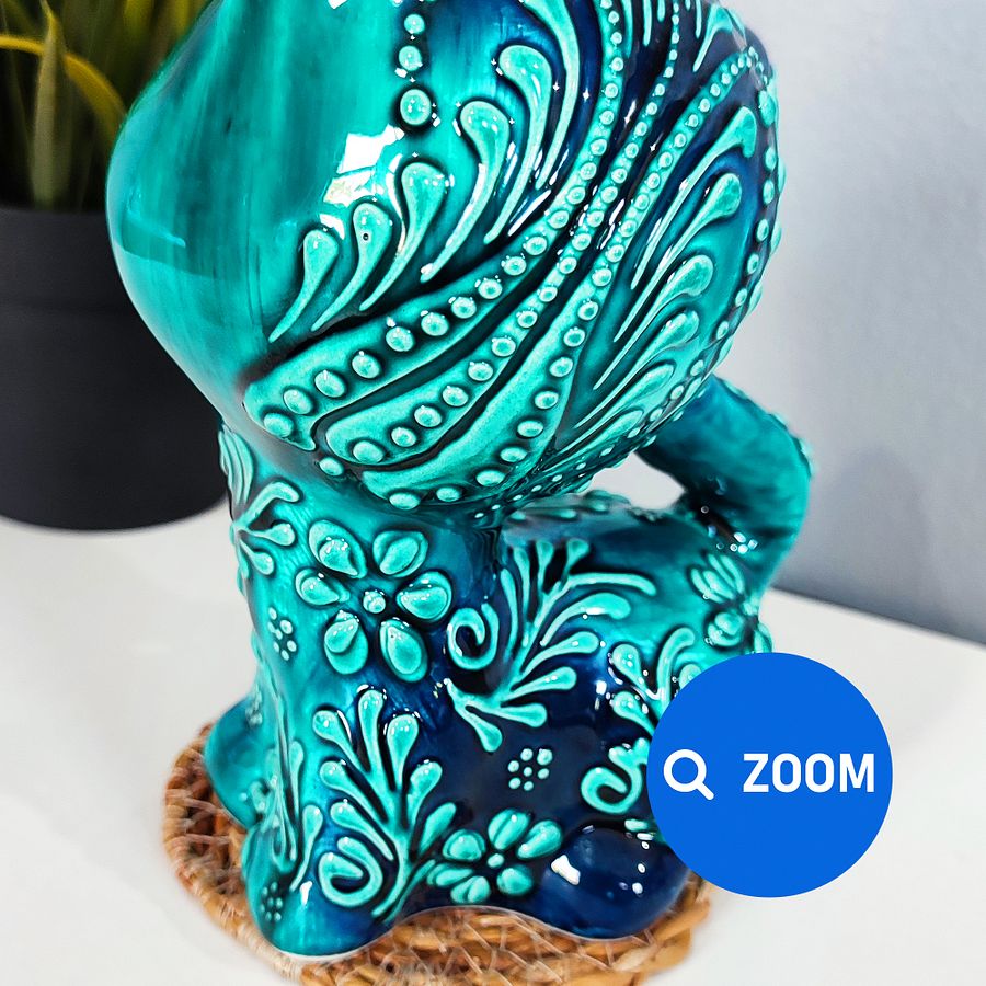 Ceramic handmade turquoise cat (big), Turkish decor — handmade pottery, handmade ceramic, home decor, handmade gift, Turkish ceramic product image (6)