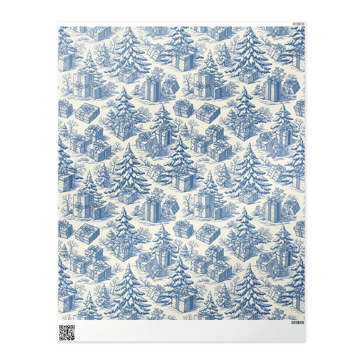 Pine Trees and Presents Christmas Toile Chinoiserie Wrapping Paper product image (2)