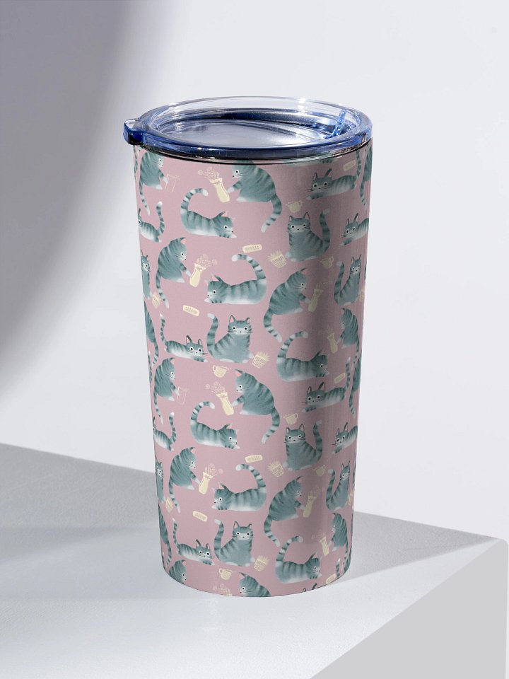 Bad Grey Tabby Cats Knocking Stuff Over Tumbler, Pink product image (2)