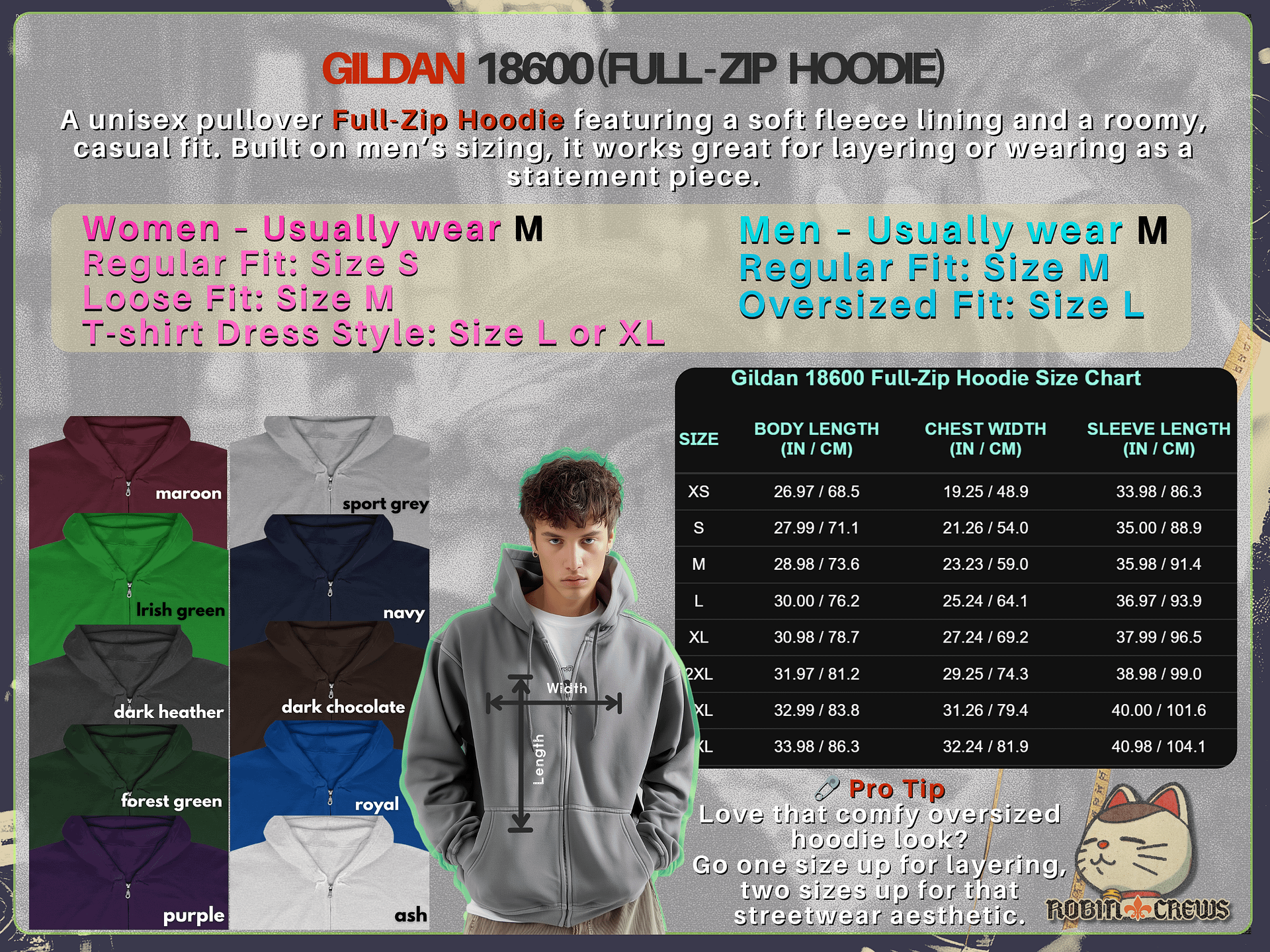 Cat Zip Hoodie with Chill Vibes product image (6)