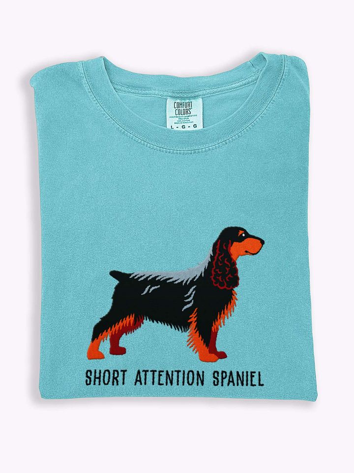 Short Attention Spaniel T-Shirt(Embroidered) of a Field Spaniel(Black & Tan) product image (1)