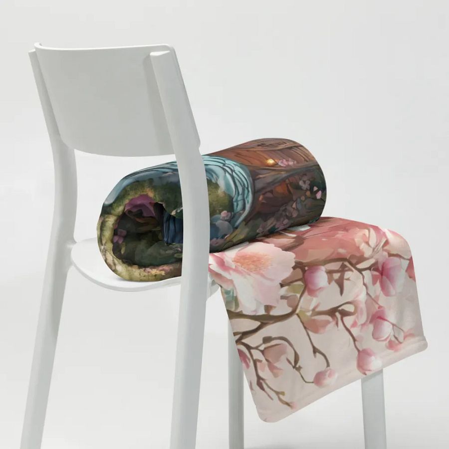 The pink floral hut design throw blanket product image (20)