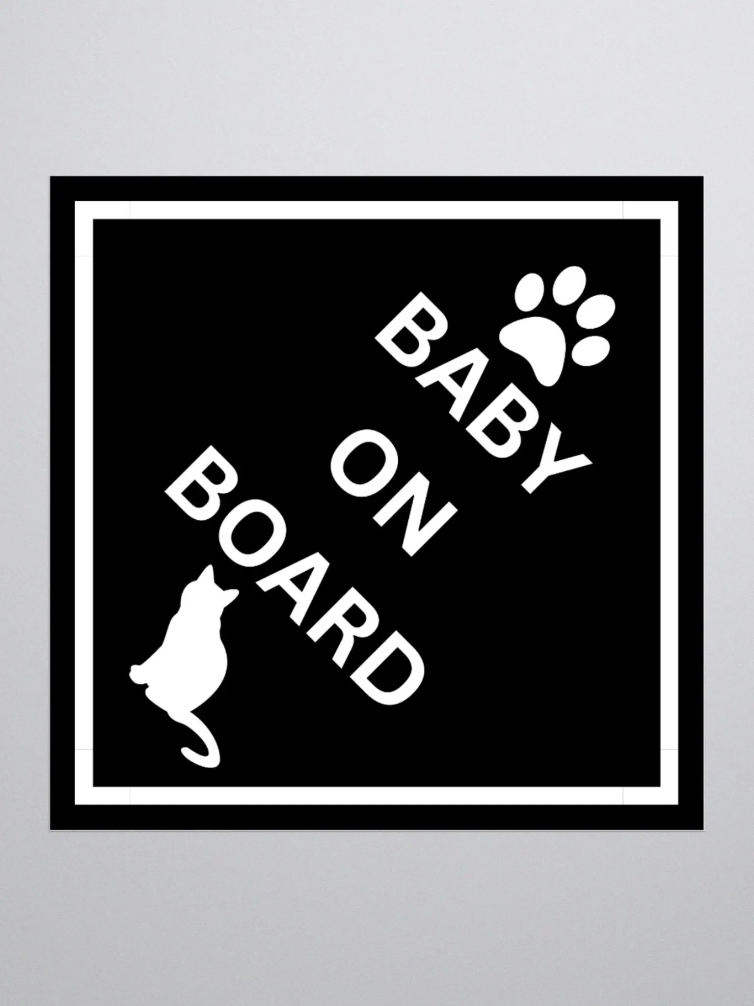 Cat Baby on Board Sticker - White on Black product image (4)