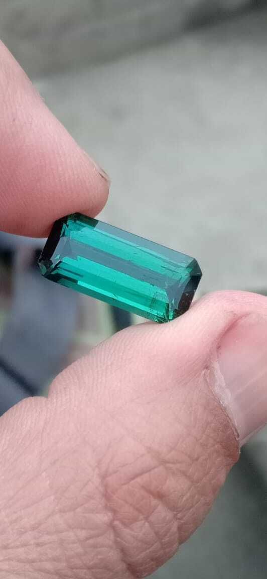 TOURMALINE GREEN/BLUE COLOR EMERALD CUT LOOSE GEMSTONE FROM AFGHANISTAN, 8 CARAT product image (7)