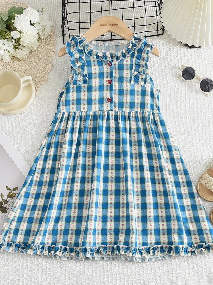 Blue Meadow Ruffle Check Dress" product image (2)