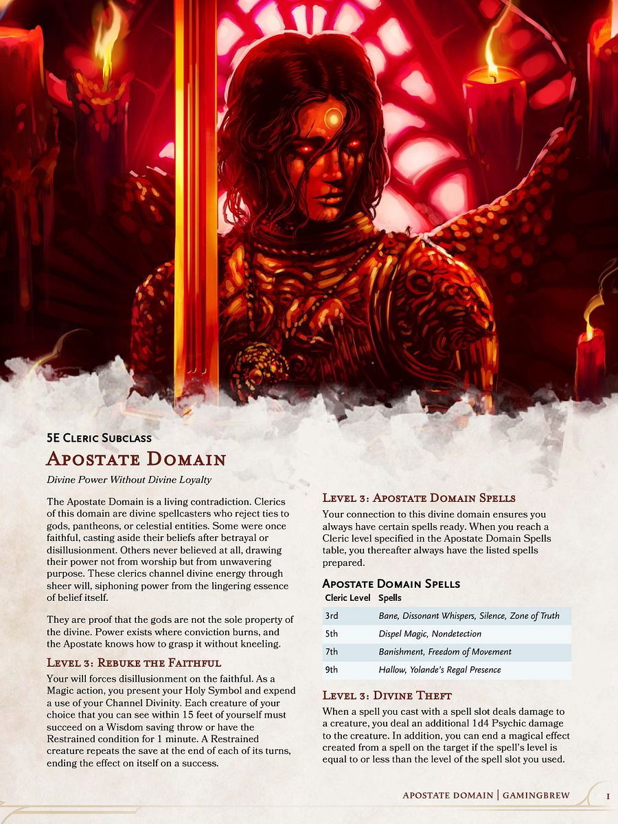 Apostate Domain | 5E 24 Cleric Subclass product image (2)