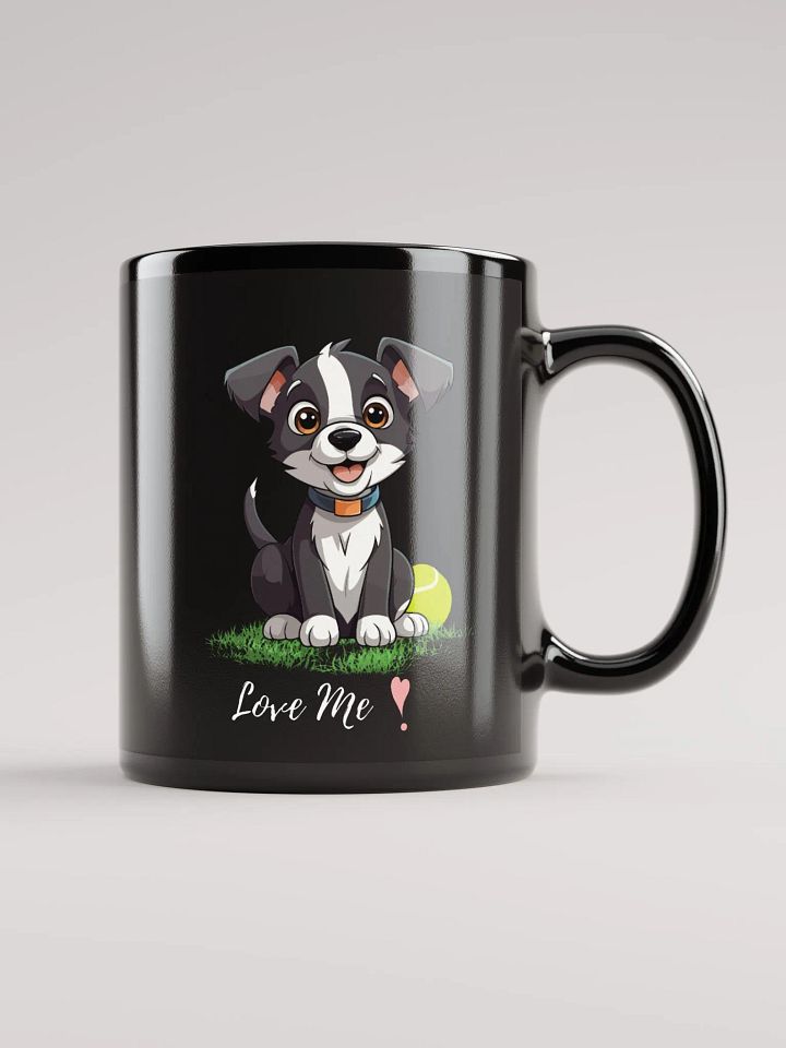 Playful Pup Black Glossy Mug product image (1)
