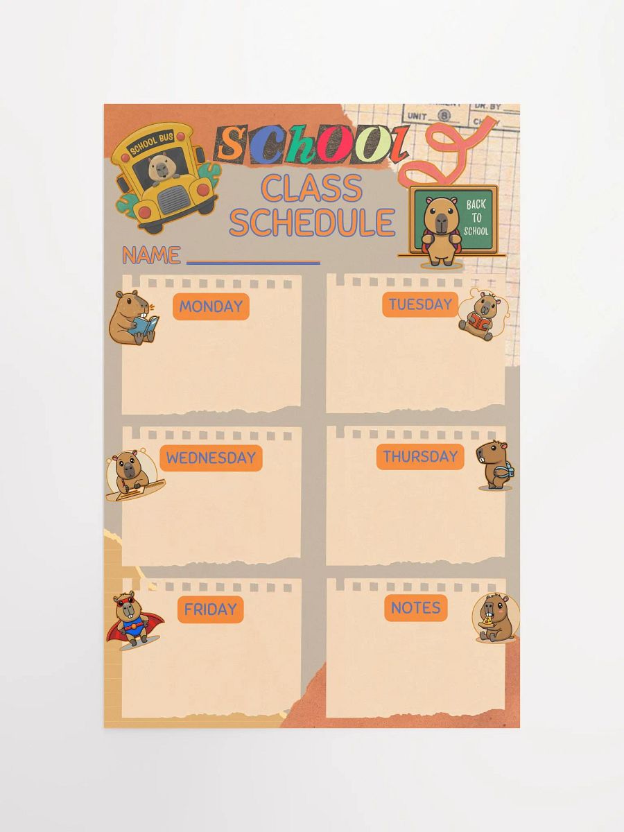 Cute Capybara School Class Schedule Poster product image (5)