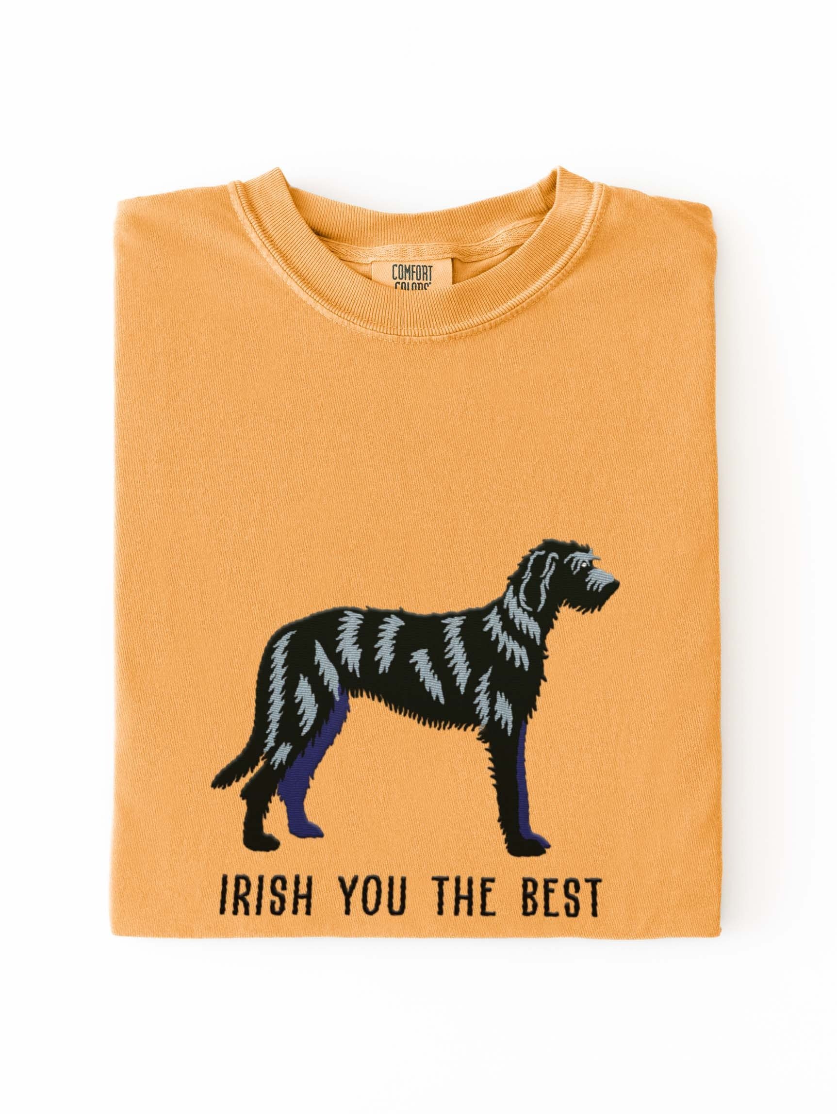 Irish You the Best T-Shirt(Embroidered) of an Irish Wolfhound(Black) product image (1)