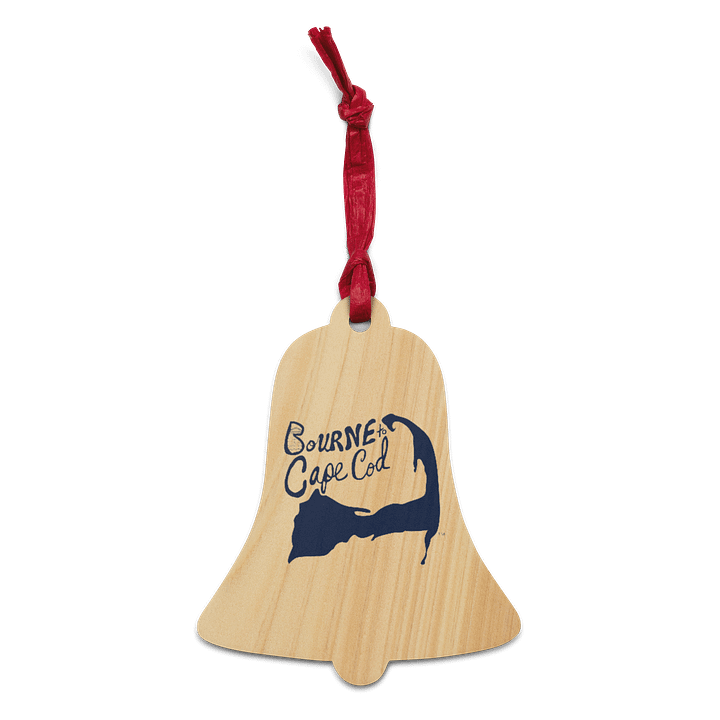 BOURNE to Cape Cod™ | Wooden Holiday Ornament | Double-Sided Coastal Keepsake | with BRN.2C.C.™ Logo on Back | Navy Blue Logos product image (1)