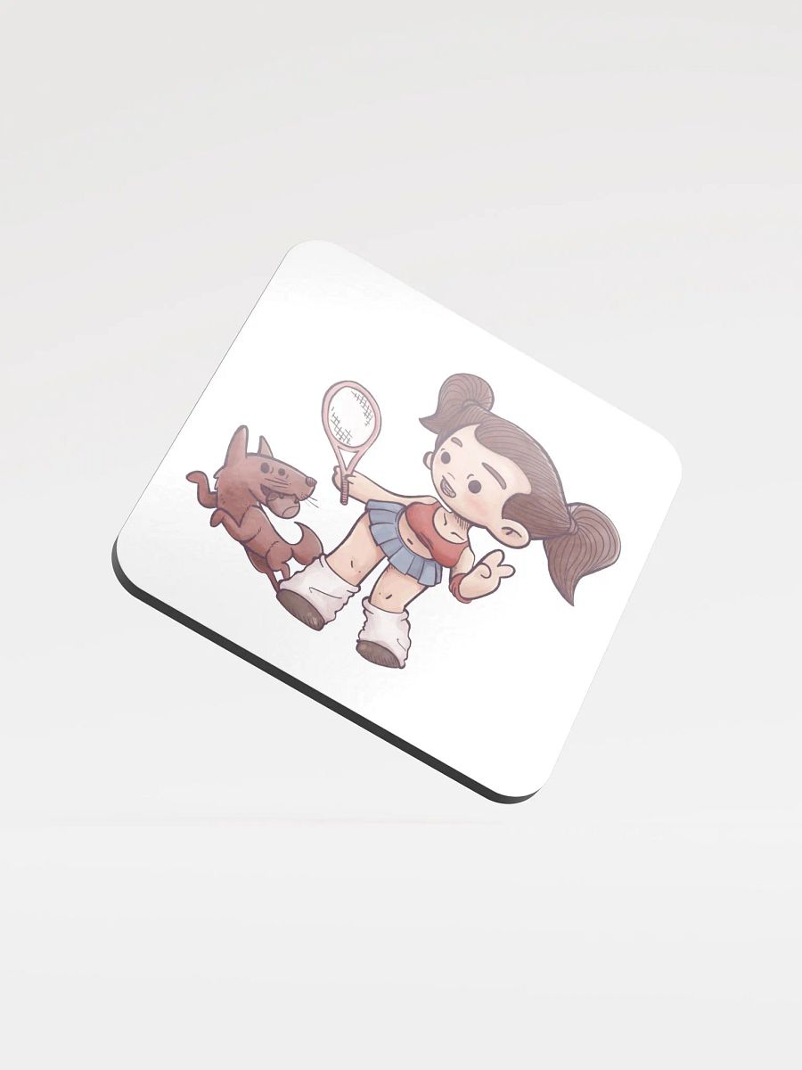She & Her Pet | Glossed Cork Coaster product image (1)