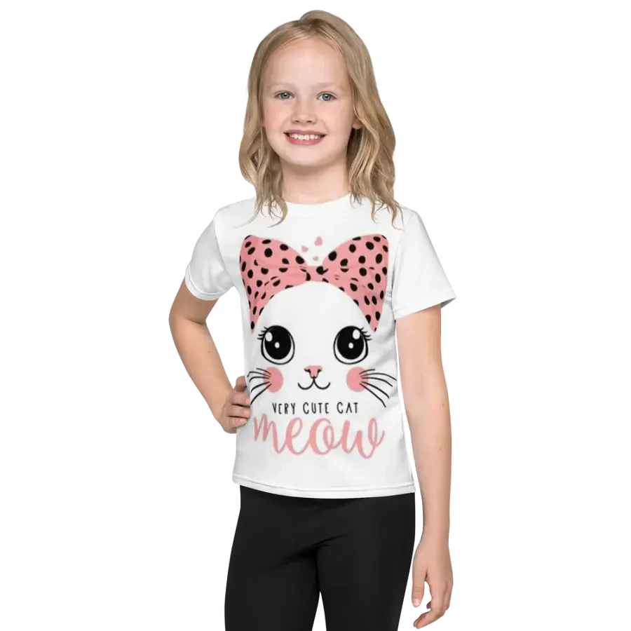 Kids Crew Neck T-Shirt Cute Cat product image (1)