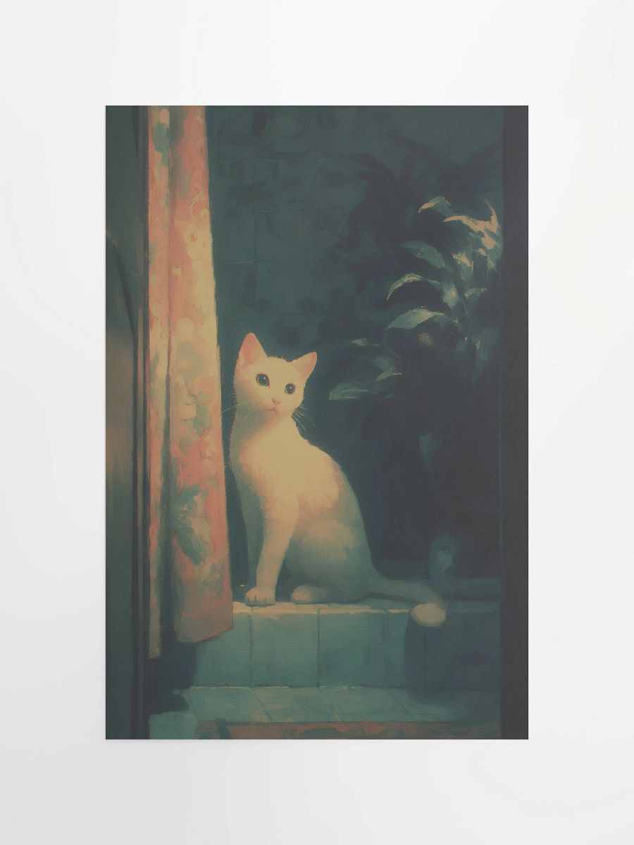 Serene White Cat Matte Poster product image (7)