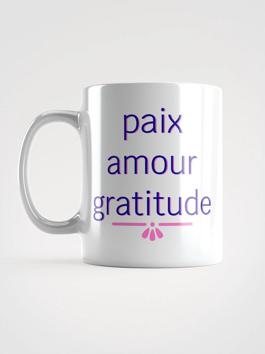 Paix Amour Gratitude Navy and Pink Ceramic Mug product image (11)