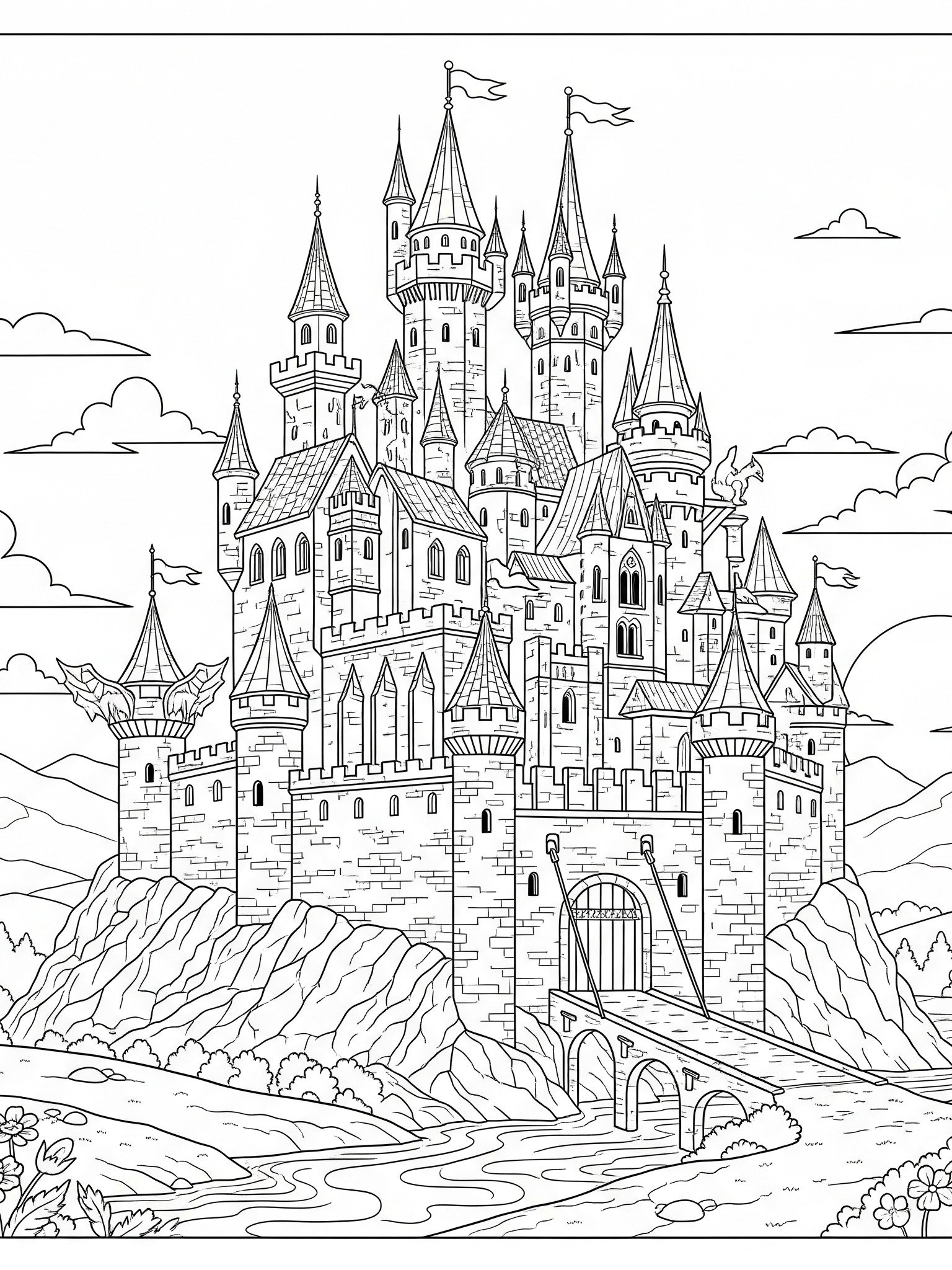 Colouring Castle Pages, Pages of Colouring, Children Coloring Printing Pages, Castles product image (2)