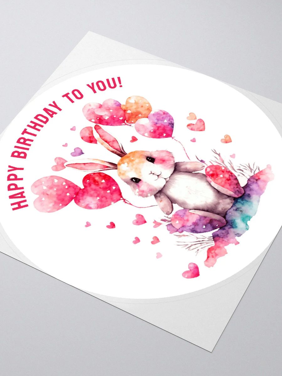 Happy Birthday Greeting Adorable Bunny with Heart Balloons product image (4)