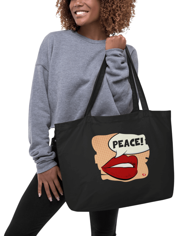 Organic Cotton Tote Bag Big, Peace product image (3)