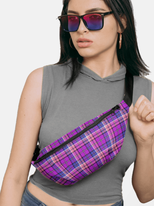 Bright Purple, Pink, and Blue Plaid Fanny Pack product image (1)