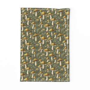 Seamless Pattern - Golden Mushrooms on Light Green product image (11)