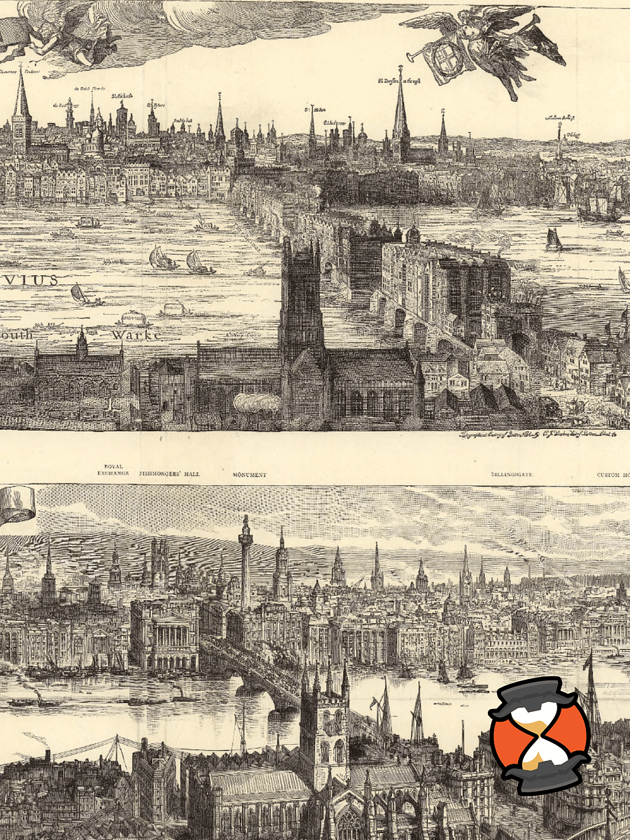 London 1616 vs 1890 Framed Poster Print – Dual-Era Hand-Drawn City Panoramas product image (4)