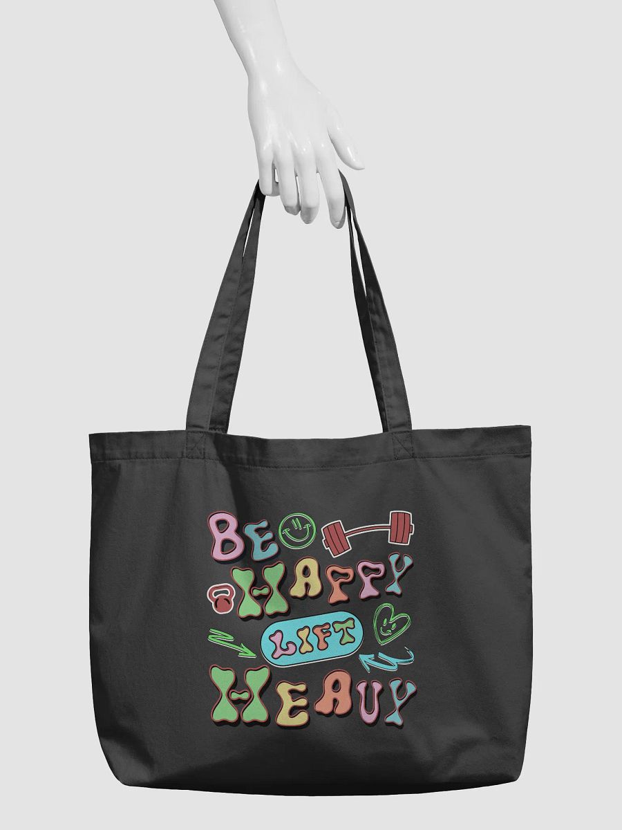 Be Happy Lift Heavy Weightlifting Groovy Fitness Tote Bag product image (3)