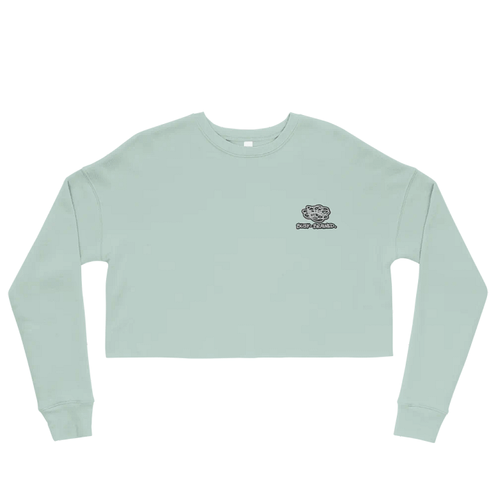 BUSY BRAINED (B&W lined design) embroidered fleece crop crew product image (50)