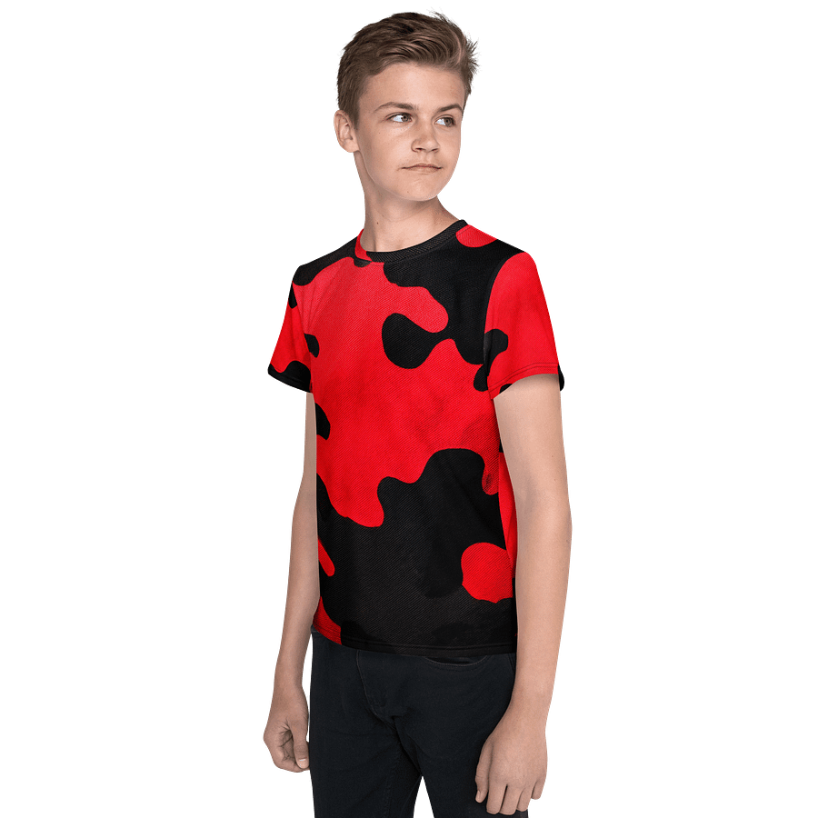Youth Crew Neck T-Shirt black and red camo product image (3)