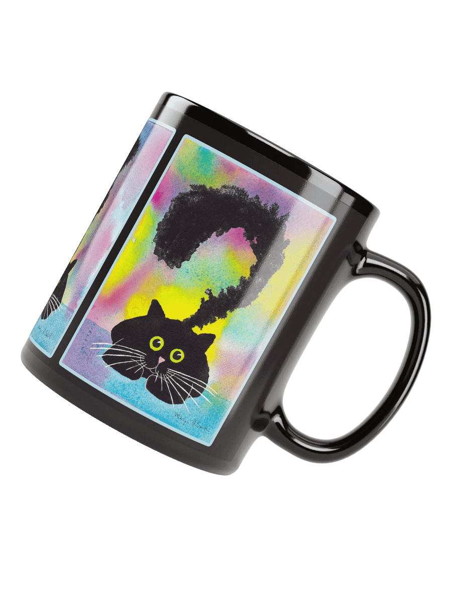 Black Kitty Coming to Full Attention on Black Ceramic Mug product image (6)