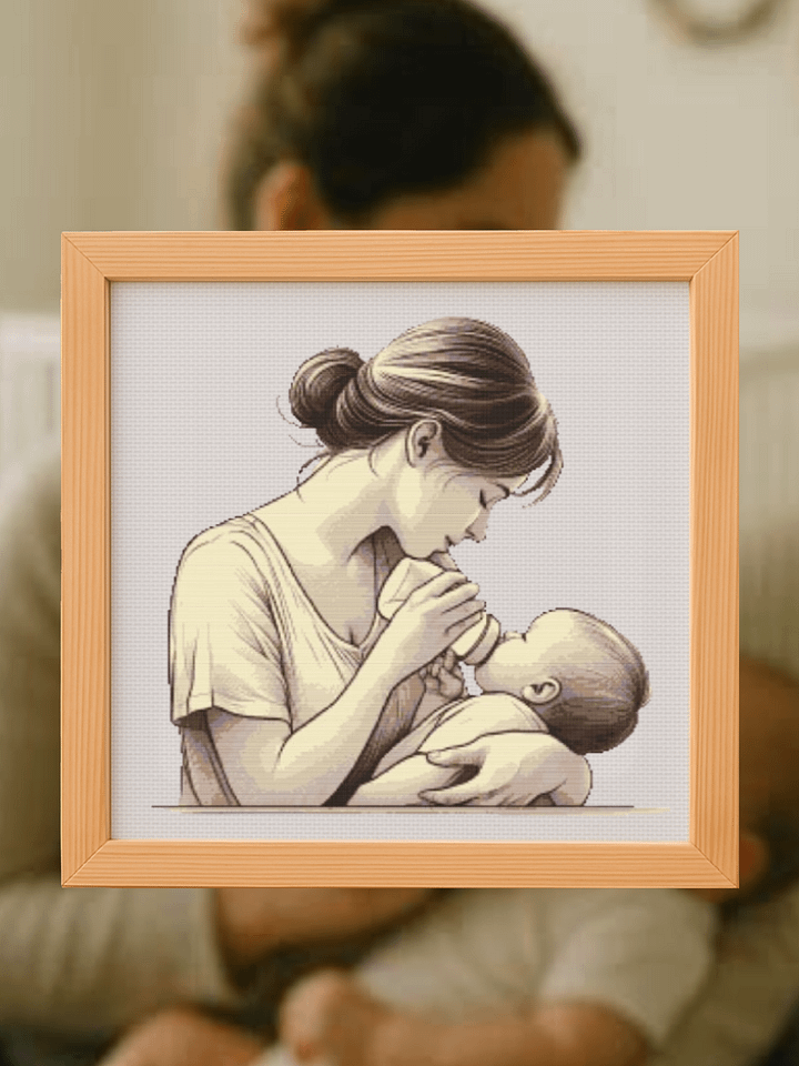 Mama Bottle Feeding Cross Stitch Pattern product image (1)