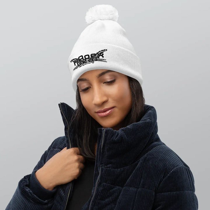 Beechfield Pom-Pom Beanie - Embroidered - Black HApex Gear White Logo product image (2)