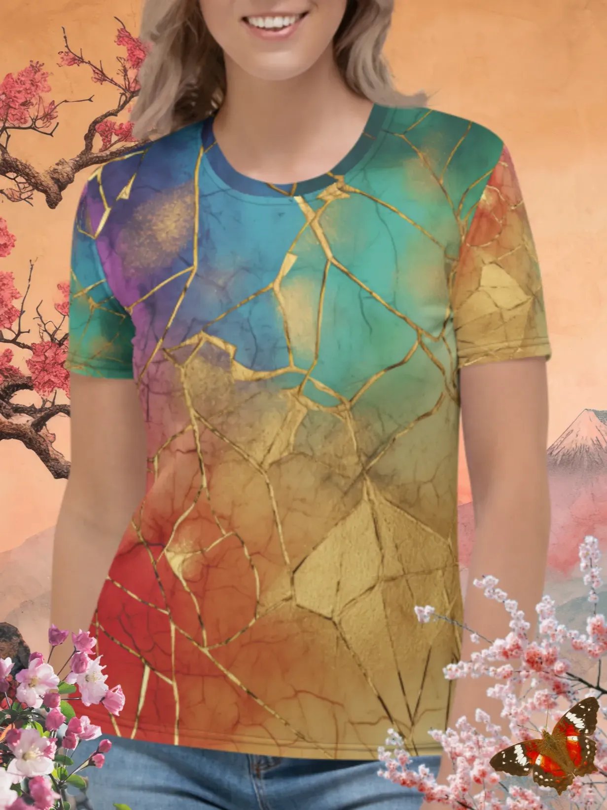 Rainbow Kintsugi Print T-Shirt product image (1)