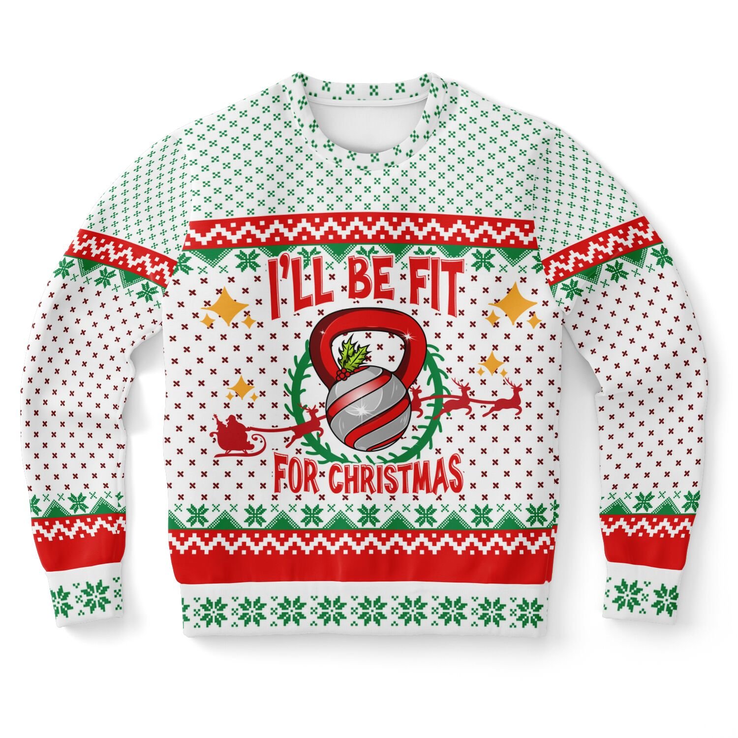 "I'll Be Fit For Christmas" Sweatshirt | Funny Gym Kettlebell Holiday Sweater | Fitness Lover Christmas Party Outfit product image (9)